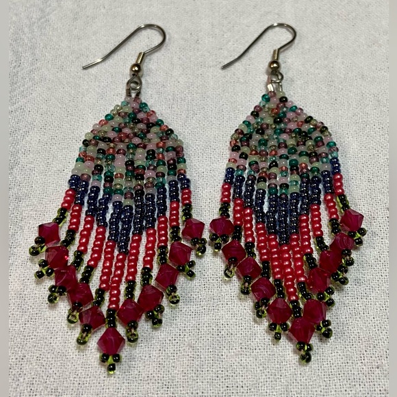 Hand Crafted Jewelry - Gem Tones Beaded Earrings